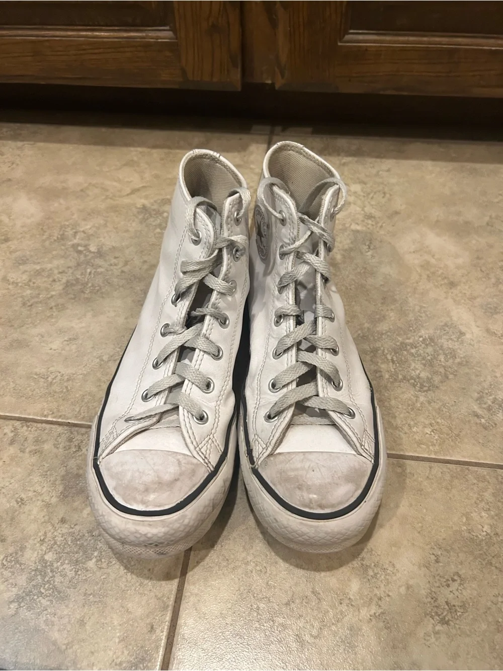 Converse White High-Top Kids Sneakers with Black Stripe